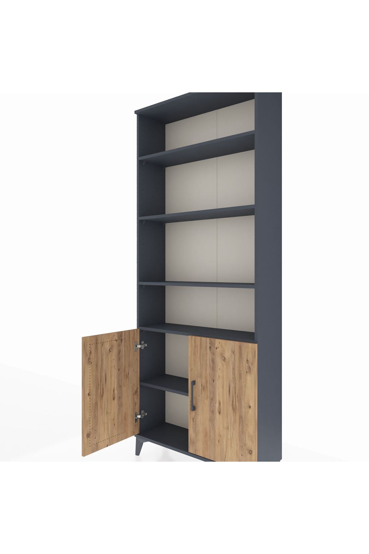 Arges Dolap 5 Raflı 2 Kapaklı 88x30x221 Antrasit-Çam