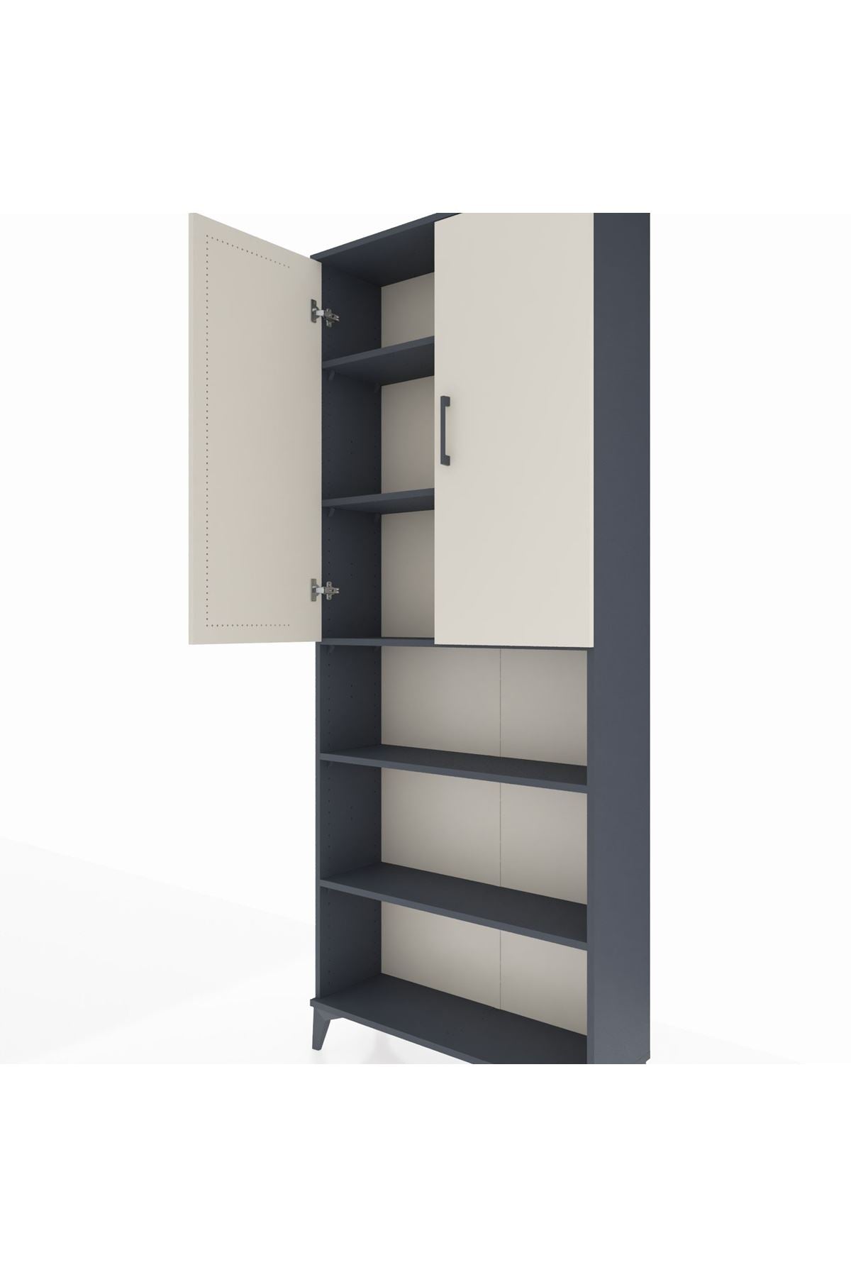 Arges Dolap 5 Raflı 2 Kapaklı 88x30x221 Antrasit-Aytaşı