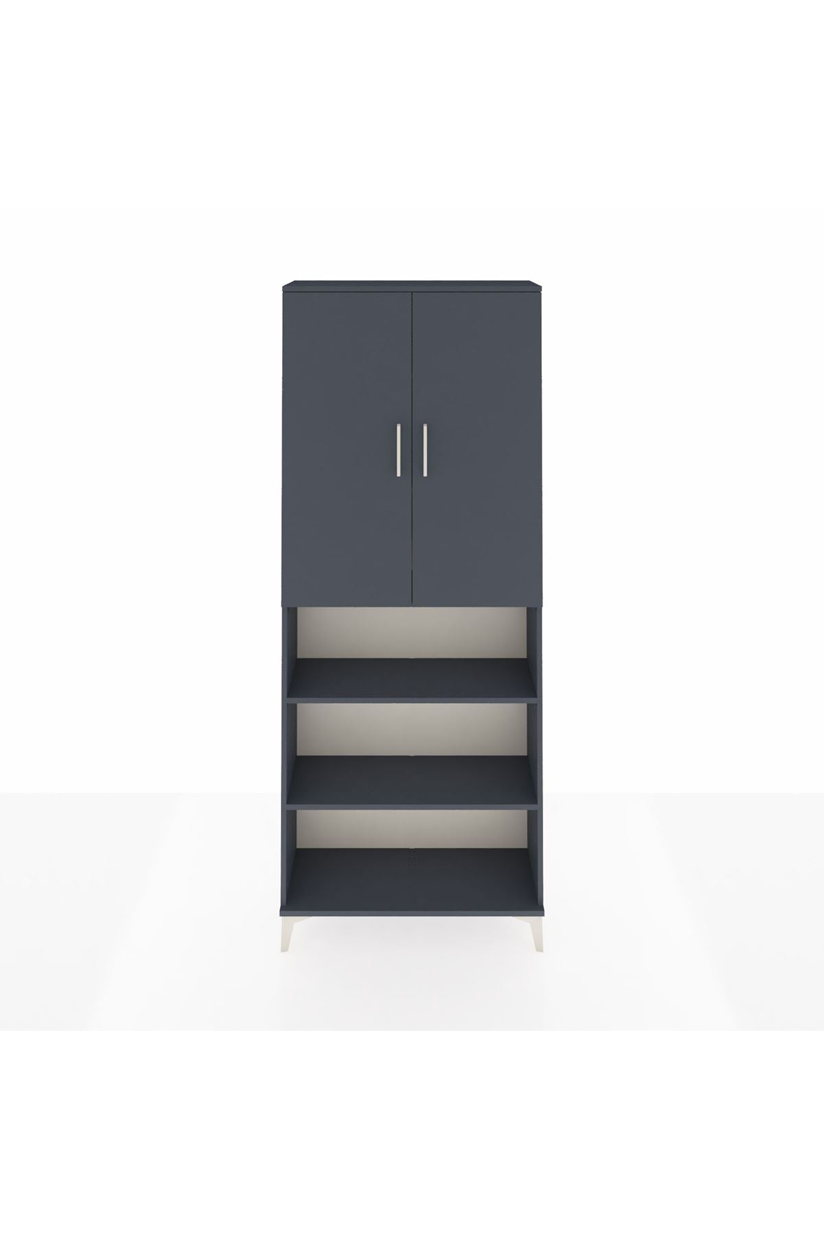 Arges Dolap 5 Raflı 2 Kapaklı 88x30x221 Antrasit-Antrasit