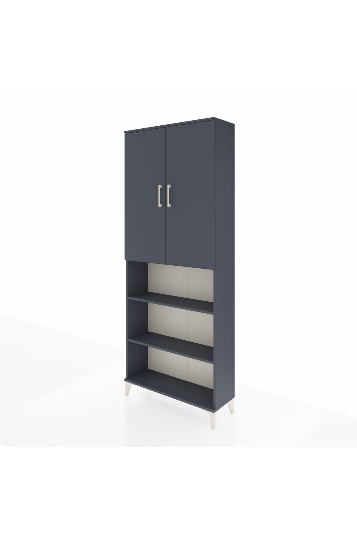 Arges Dolap 5 Raflı 2 Kapaklı 88x30x221 Antrasit-Antrasit