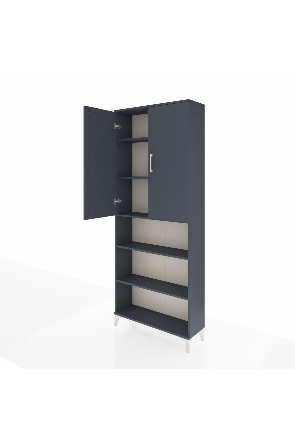 Arges Dolap 5 Raflı 2 Kapaklı 88x30x221 Antrasit-Antrasit