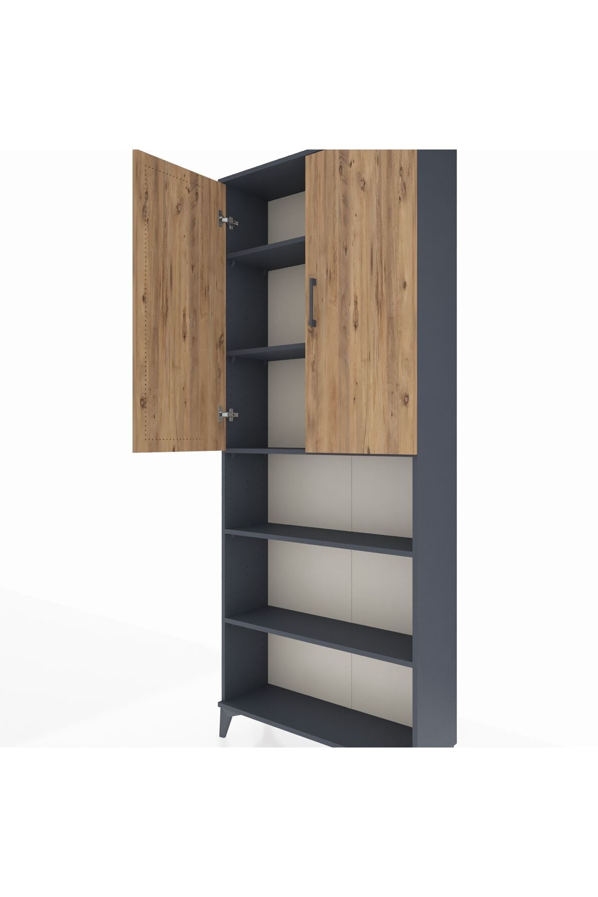 Arges Dolap 5 Raflı 2 Kapaklı 88x30x221 Antrasit-Çam