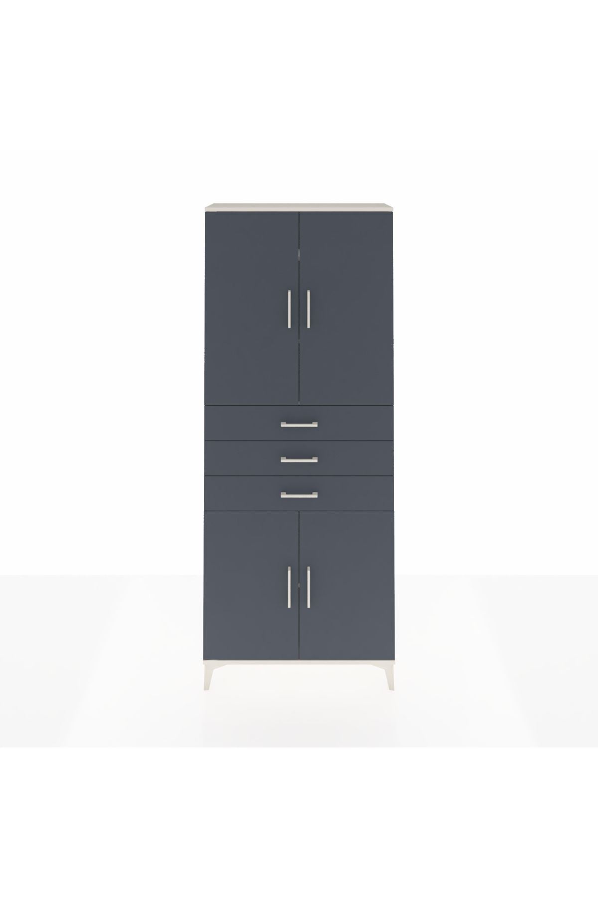 Arges Dolap 4 Raflı 3 Çekmeceli 4 Kapaklı 88x30x221 Aytaşı-Antrasit