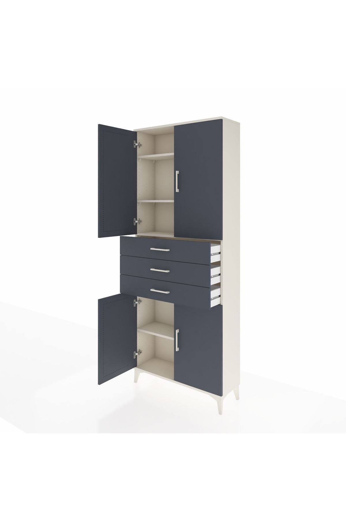 Arges Dolap 4 Raflı 3 Çekmeceli 4 Kapaklı 88x30x221 Aytaşı-Antrasit