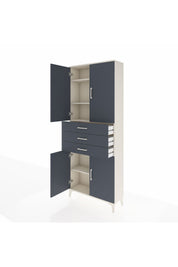 Arges Dolap 4 Raflı 3 Çekmeceli 4 Kapaklı 88x30x221 Aytaşı-Antrasit