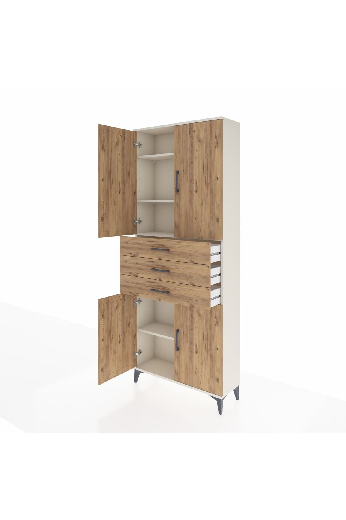 Arges Dolap 4 Raflı 3 Çekmeceli 4 Kapaklı 88x30x221 Aytaşı-Çam