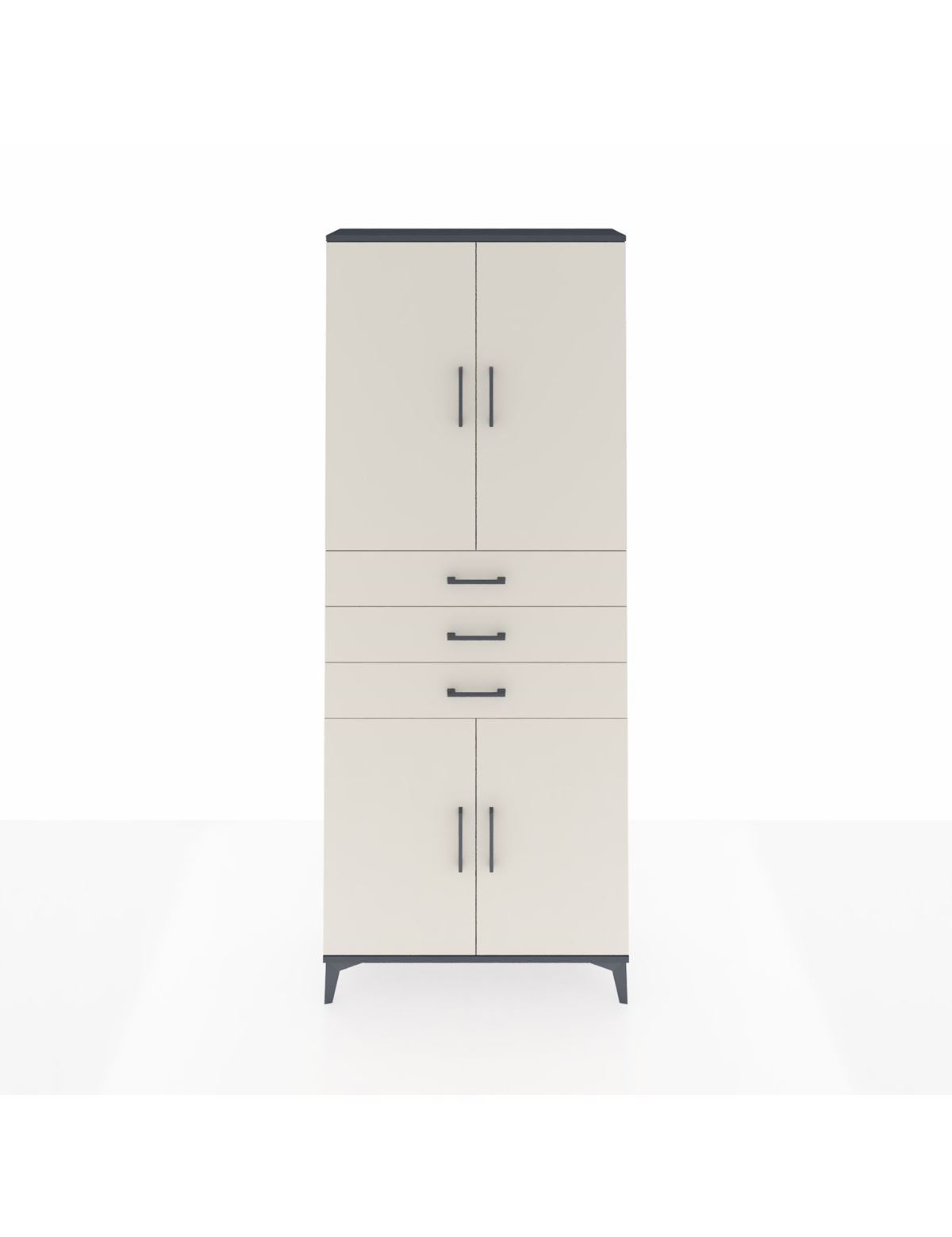 Arges Dolap 4 Raflı 3 Çekmeceli 4 Kapaklı 88x30x221 Antrasit-Aytaşı