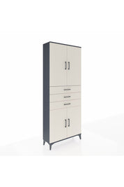 Arges Dolap 4 Raflı 3 Çekmeceli 4 Kapaklı 88x30x221 Antrasit-Aytaşı