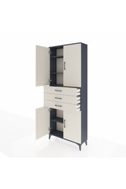 Arges Dolap 4 Raflı 3 Çekmeceli 4 Kapaklı 88x30x221 Antrasit-Aytaşı