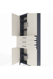 Arges Dolap 4 Raflı 3 Çekmeceli 4 Kapaklı 88x30x221 Antrasit-Aytaşı