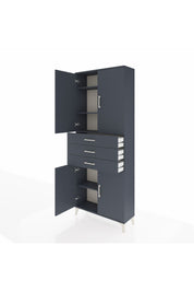 Arges Dolap 4 Raflı 3 Çekmeceli 4 Kapaklı 88x30x221 Antrasit-Antrasit