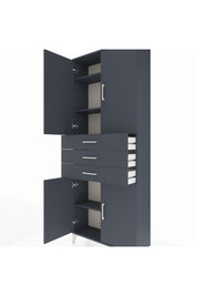 Arges Dolap 4 Raflı 3 Çekmeceli 4 Kapaklı 88x30x221 Antrasit-Antrasit