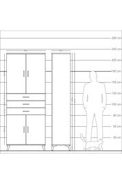 Arges Dolap 4 Raflı 3 Çekmeceli 4 Kapaklı 88x30x221 Antrasit-Çam