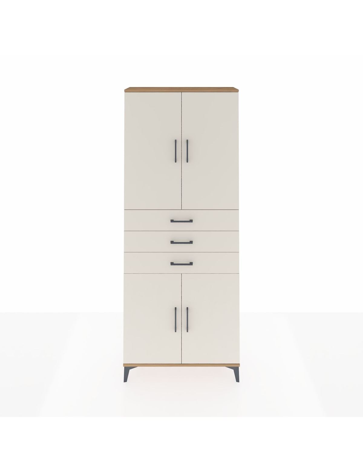 Arges Dolap 4 Raflı 3 Çekmeceli 4 Kapaklı 88x30x221 Çam-Aytaşı