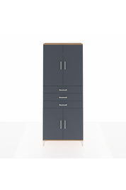 Arges Dolap 4 Raflı 3 Çekmeceli 4 Kapaklı 88x30x221 Çam-Antrasit