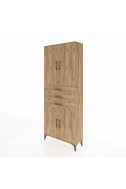 Arges Dolap 4 Raflı 3 Çekmeceli 4 Kapaklı 88x30x221 Çam-Çam