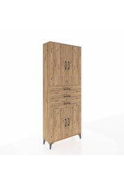 Arges Dolap 4 Raflı 3 Çekmeceli 4 Kapaklı 88x30x221 Çam-Çam