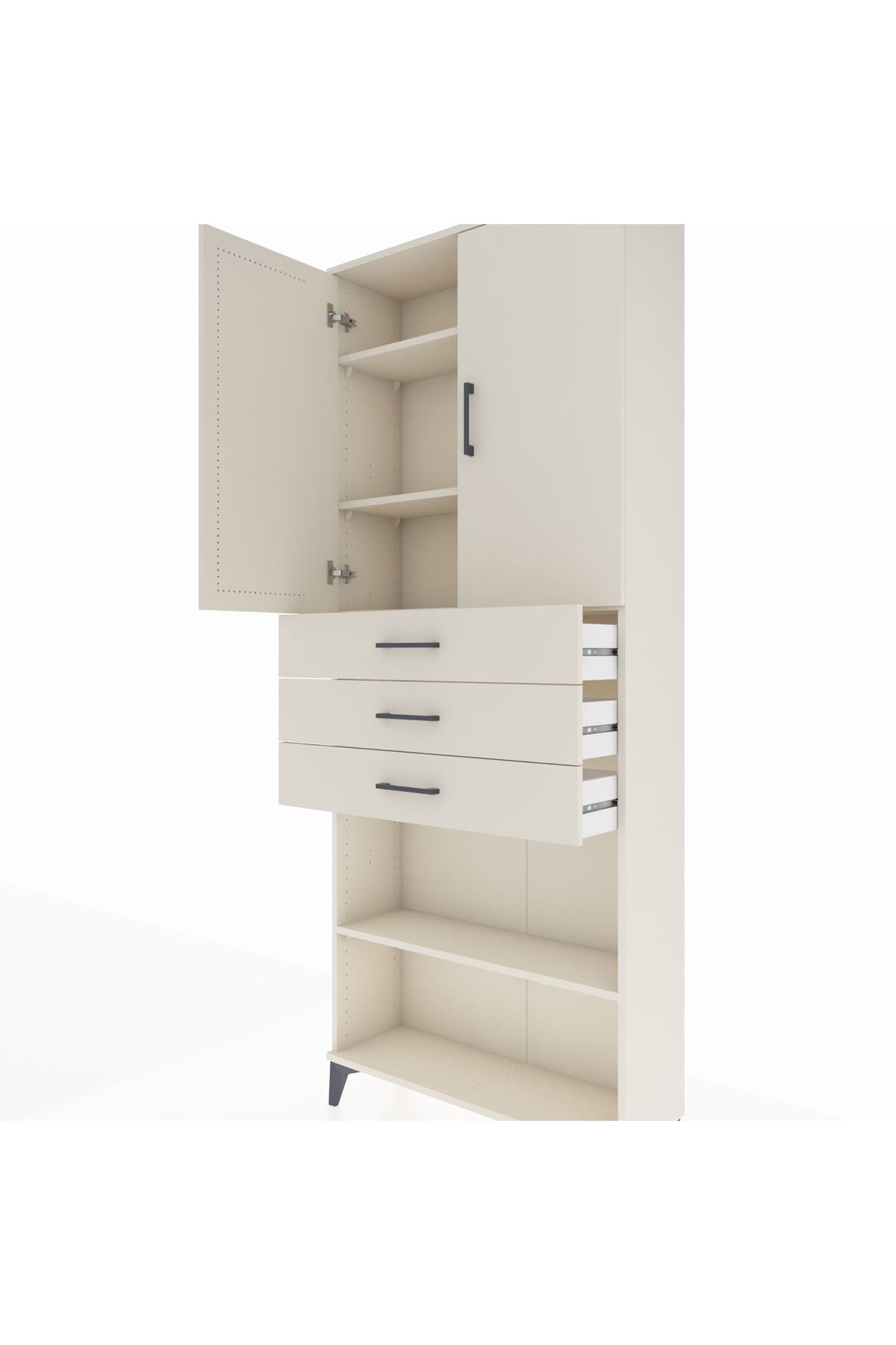 Arges Dolap 4 Raflı 3 Çekmeceli 2 Kapaklı 88x30x221 Aytaşı-Aytaşı