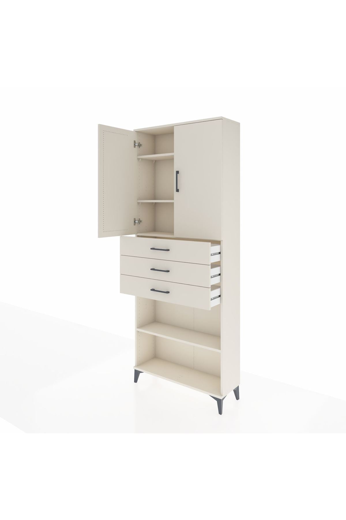 Arges Dolap 4 Raflı 3 Çekmeceli 2 Kapaklı 88x30x221 Aytaşı-Aytaşı