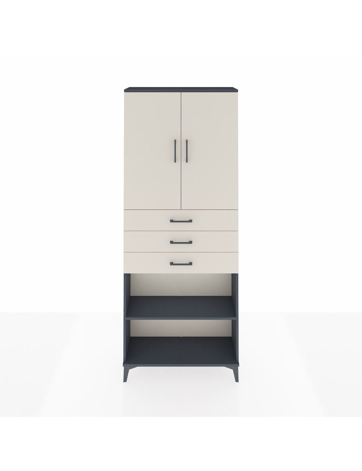 Arges Dolap 4 Raflı 3 Çekmeceli 2 Kapaklı 88x30x221 Antrasit-Aytaşı