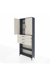 Arges Dolap 4 Raflı 3 Çekmeceli 2 Kapaklı 88x30x221 Antrasit-Aytaşı