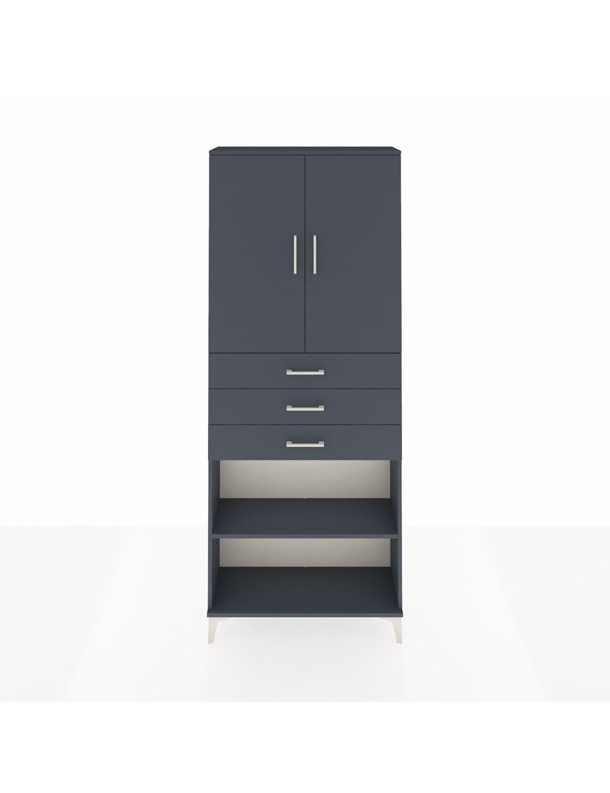 Arges Dolap 4 Raflı 3 Çekmeceli 2 Kapaklı 88x30x221 Antrasit-Antrasit