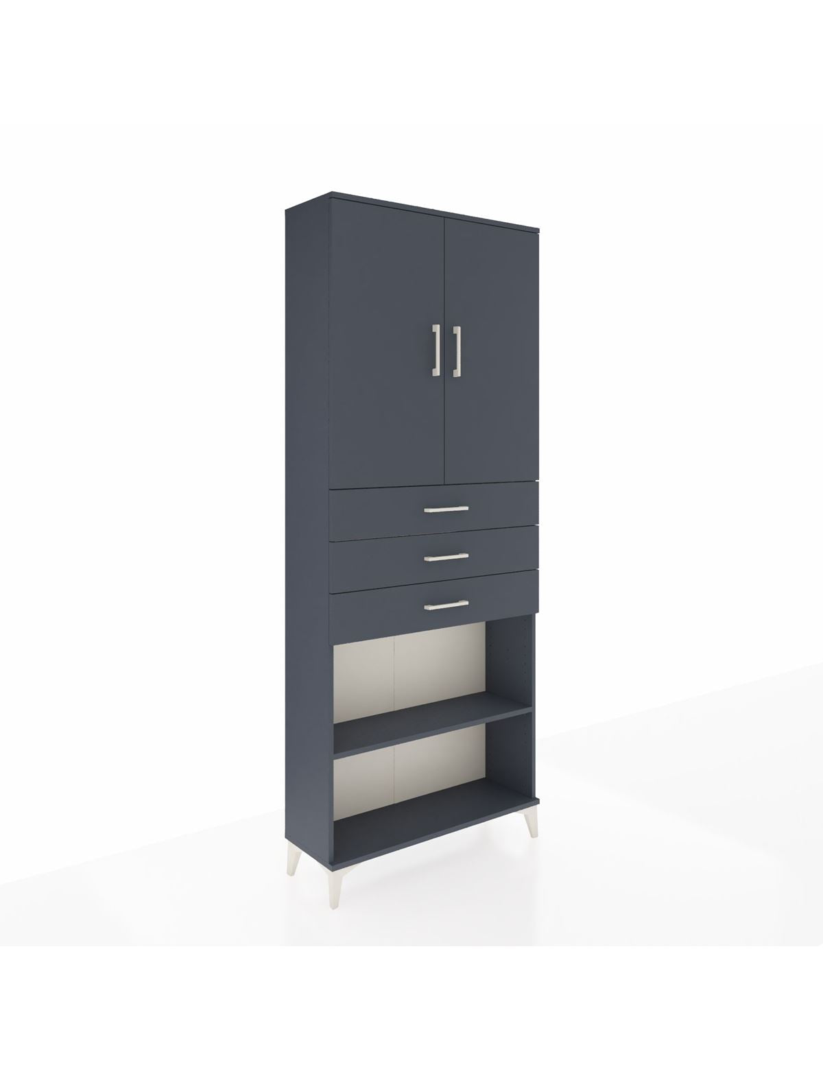 Arges Dolap 4 Raflı 3 Çekmeceli 2 Kapaklı 88x30x221 Antrasit-Antrasit