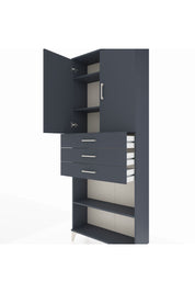 Arges Dolap 4 Raflı 3 Çekmeceli 2 Kapaklı 88x30x221 Antrasit-Antrasit