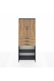 Arges Dolap 4 Raflı 3 Çekmeceli 2 Kapaklı 88x30x221 Antrasit-Çam