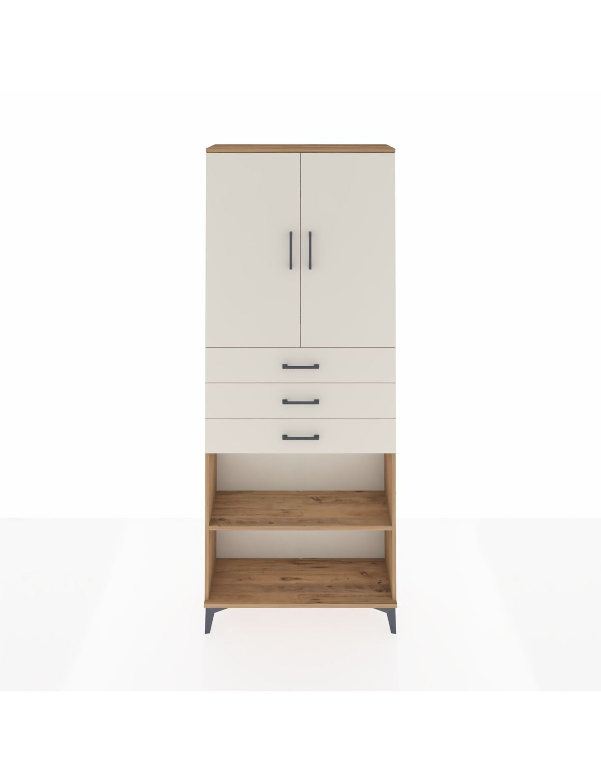 Arges Dolap 4 Raflı 3 Çekmeceli 2 Kapaklı 88x30x221 Çam-Aytaşı