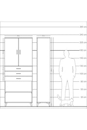 Arges Dolap 4 Raflı 3 Çekmeceli 2 Kapaklı 88x30x221 Çam-Antrasit