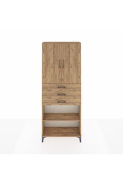 Arges Dolap 4 Raflı 3 Çekmeceli 2 Kapaklı 88x30x221 Çam-Çam