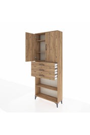Arges Dolap 4 Raflı 3 Çekmeceli 2 Kapaklı 88x30x221 Çam-Çam