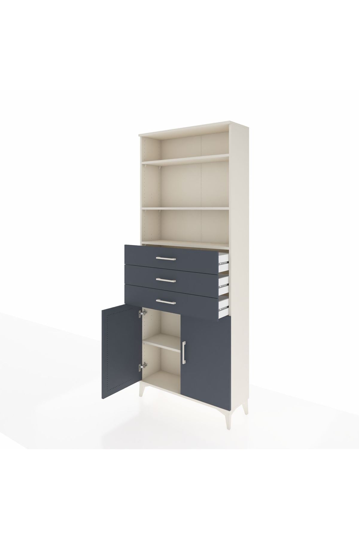 Arges Dolap 4 Raflı 3 Çekmeceli 2 Kapaklı 88x30x221 Aytaşı-Antrasit