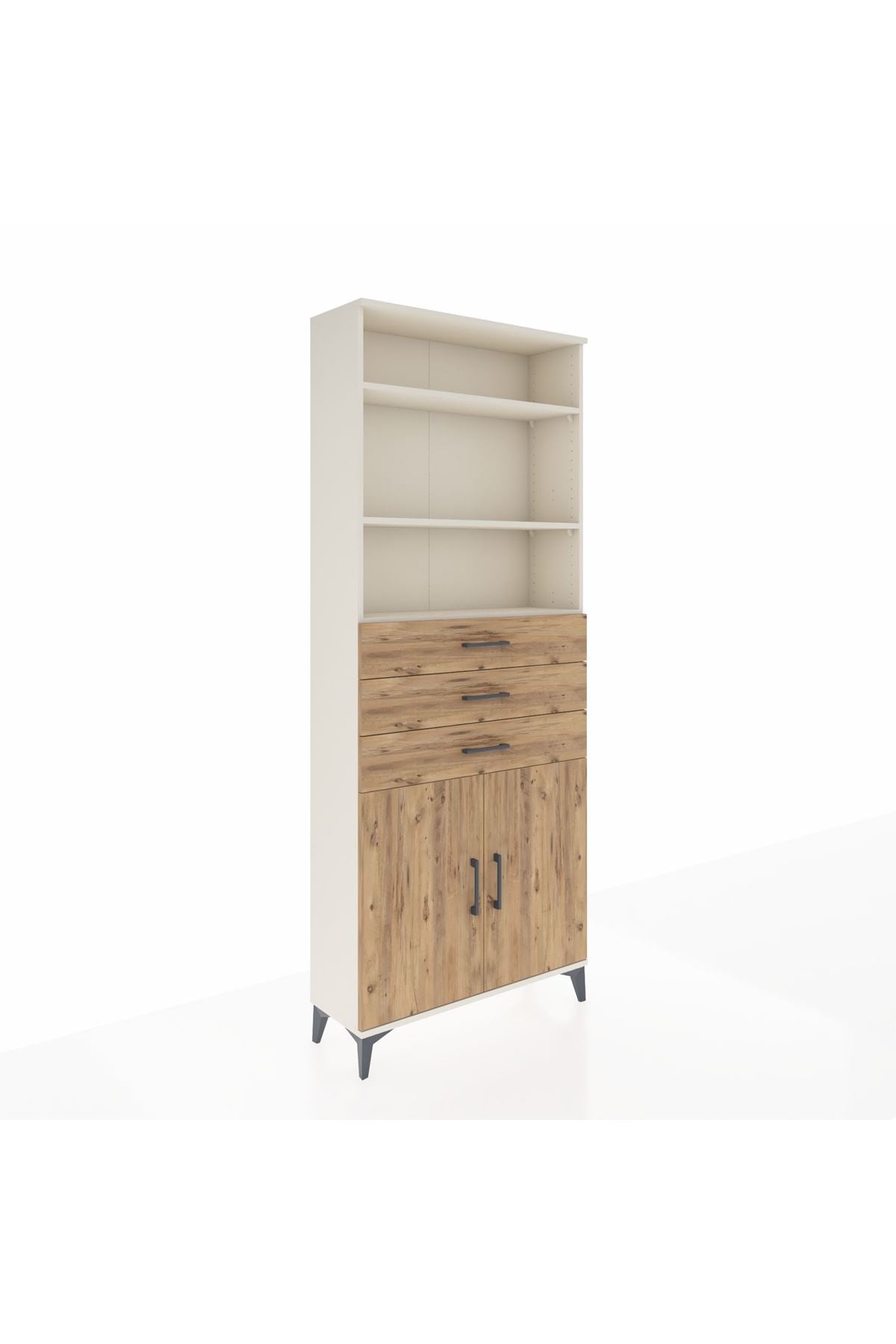 Arges Dolap 4 Raflı 3 Çekmeceli 2 Kapaklı 88x30x221 Aytaşı-Çam