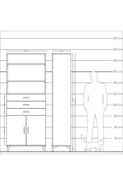 Arges Dolap 4 Raflı 3 Çekmeceli 2 Kapaklı 88x30x221 Aytaşı-Çam