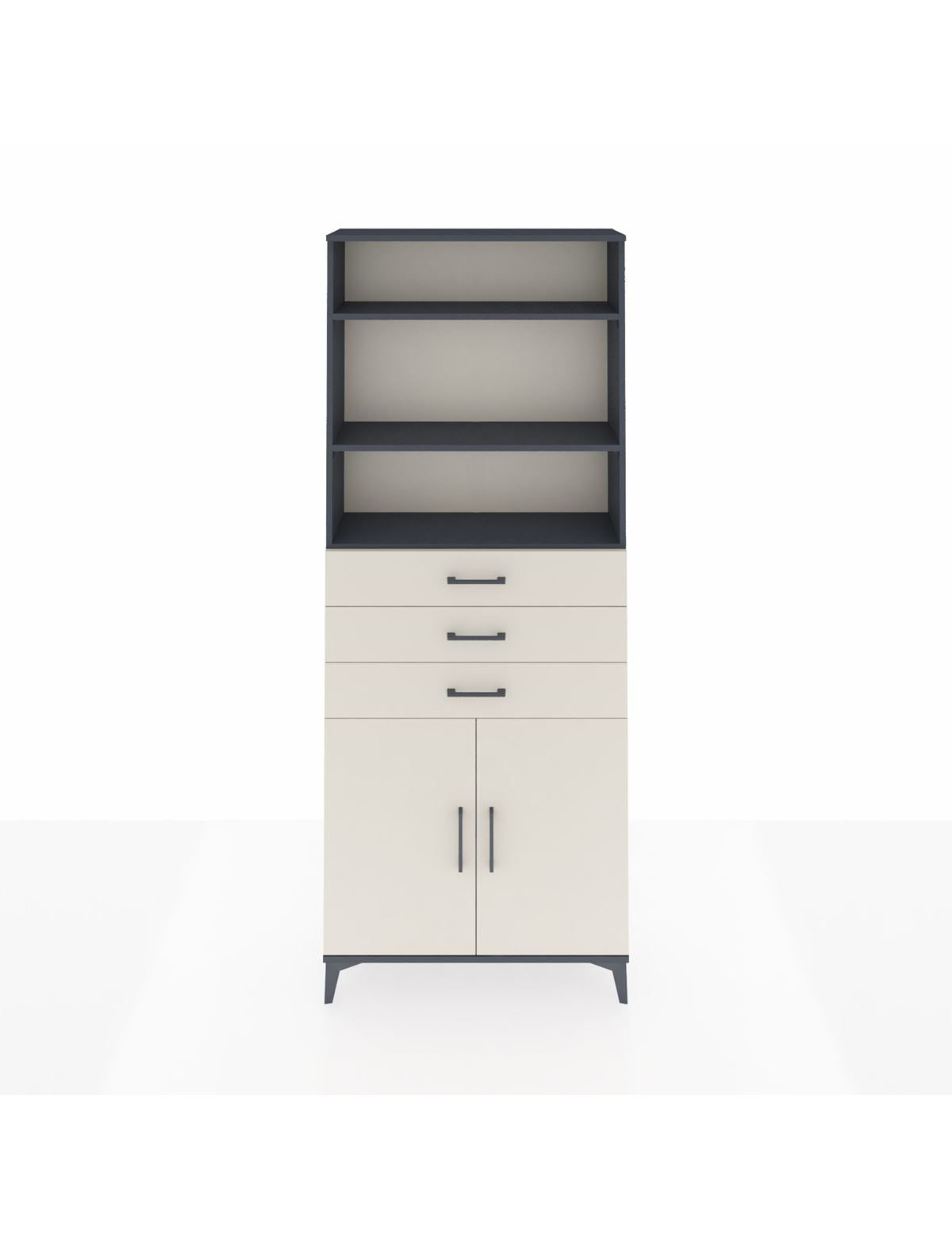 Arges Dolap 4 Raflı 3 Çekmeceli 2 Kapaklı 88x30x221 Antrasit-Aytaşı