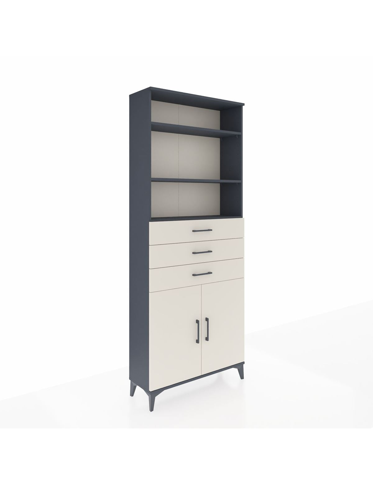 Arges Dolap 4 Raflı 3 Çekmeceli 2 Kapaklı 88x30x221 Antrasit-Aytaşı