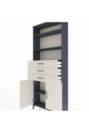 Arges Dolap 4 Raflı 3 Çekmeceli 2 Kapaklı 88x30x221 Antrasit-Aytaşı