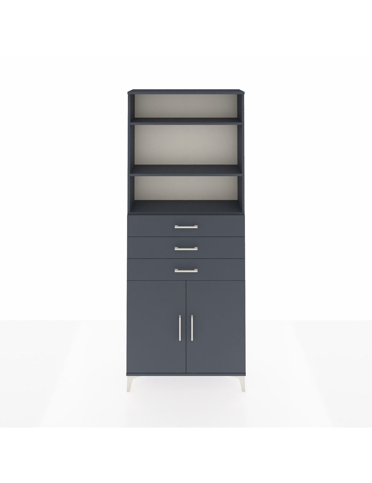 Arges Dolap 4 Raflı 3 Çekmeceli 2 Kapaklı 88x30x221 Antrasit-Antrasit