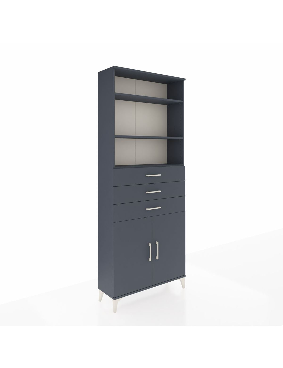 Arges Dolap 4 Raflı 3 Çekmeceli 2 Kapaklı 88x30x221 Antrasit-Antrasit