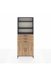 Arges Dolap 4 Raflı 3 Çekmeceli 2 Kapaklı 88x30x221 Antrasit-Çam