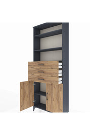 Arges Dolap 4 Raflı 3 Çekmeceli 2 Kapaklı 88x30x221 Antrasit-Çam