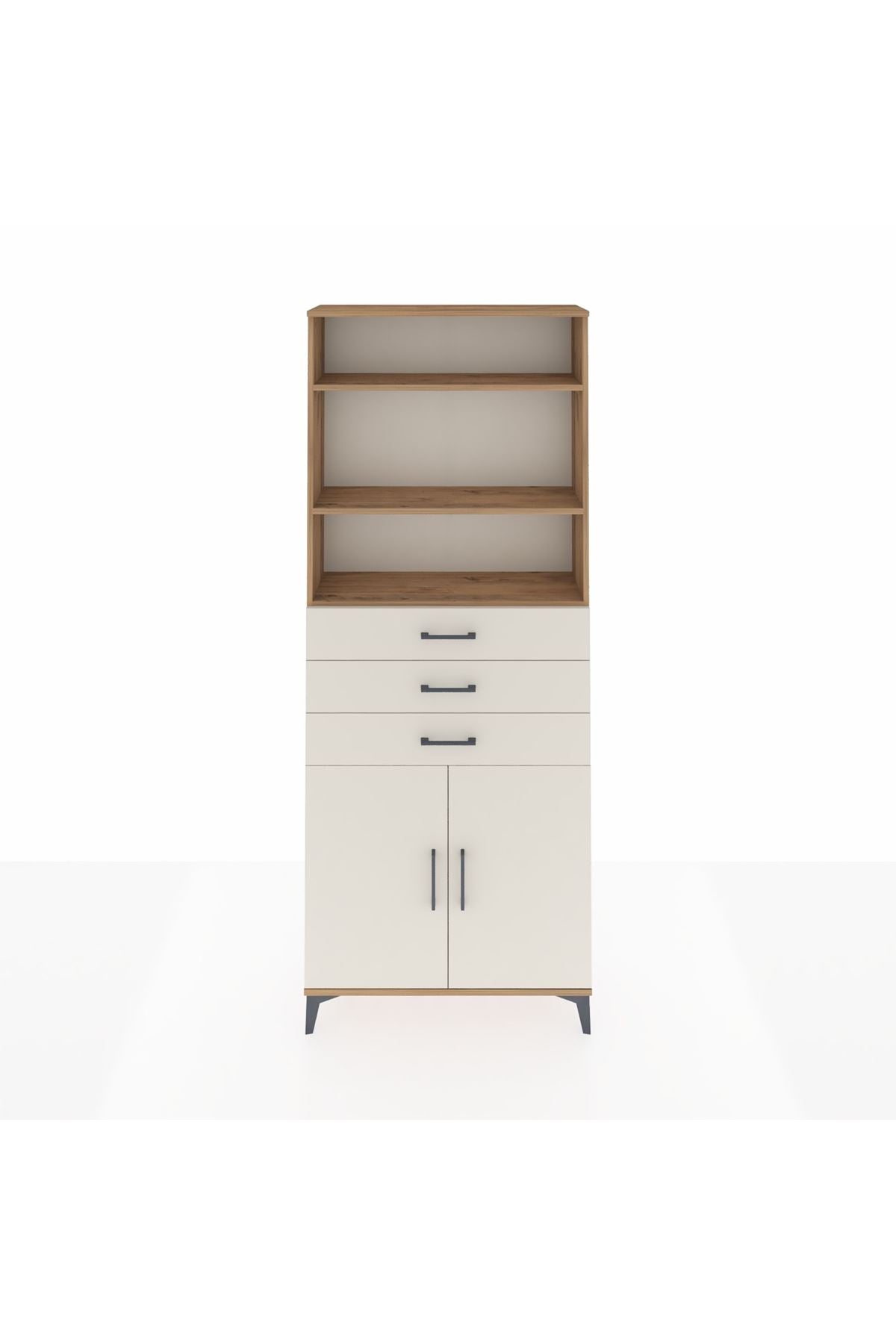 Arges Dolap 4 Raflı 3 Çekmeceli 2 Kapaklı 88x30x221 Çam-Aytaşı