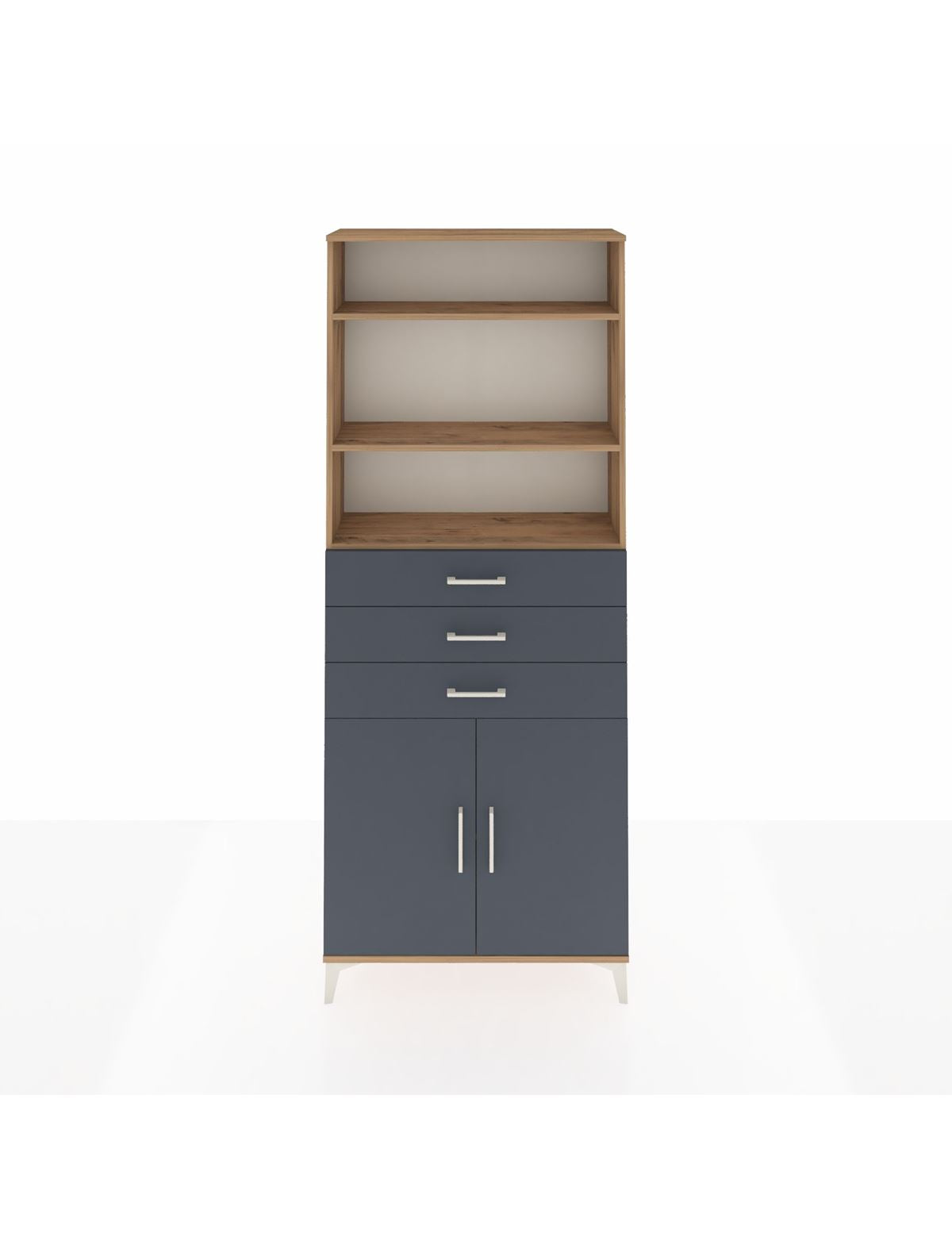 Arges Dolap 4 Raflı 3 Çekmeceli 2 Kapaklı 88x30x221 Çam-Antrasit