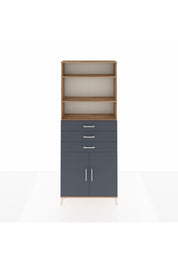 Arges Dolap 4 Raflı 3 Çekmeceli 2 Kapaklı 88x30x221 Çam-Antrasit