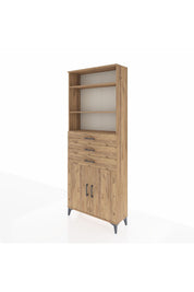 Arges Dolap 4 Raflı 3 Çekmeceli 2 Kapaklı 88x30x221 Çam-Çam