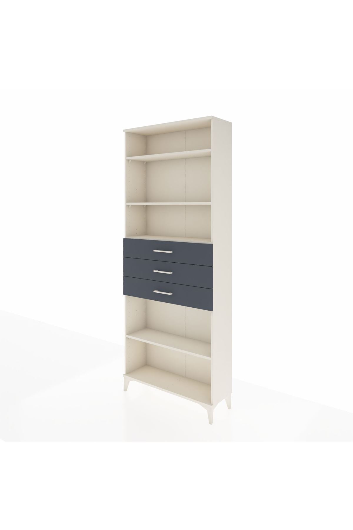 Arges Dolap 4 Raflı 3 Çekmeceli 88x30x221 Aytaşı-Antrasit