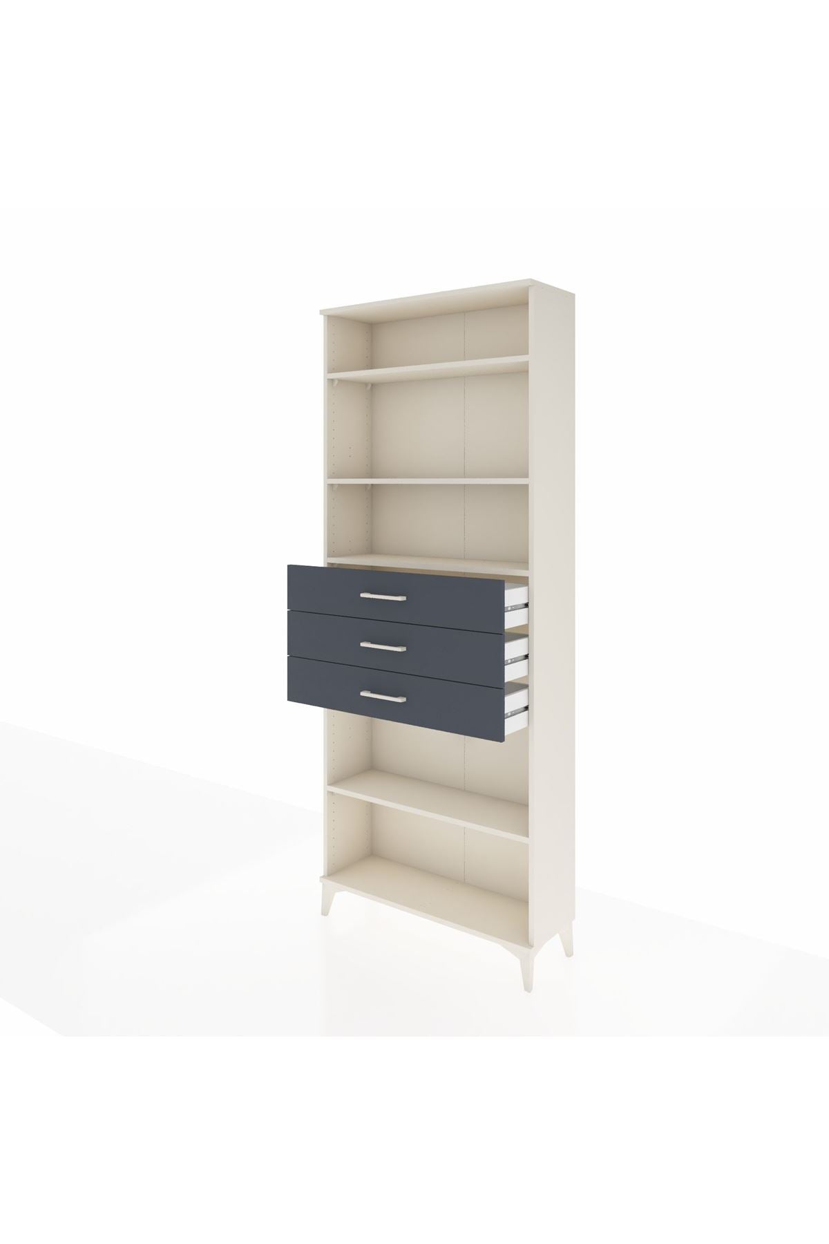 Arges Dolap 4 Raflı 3 Çekmeceli 88x30x221 Aytaşı-Antrasit