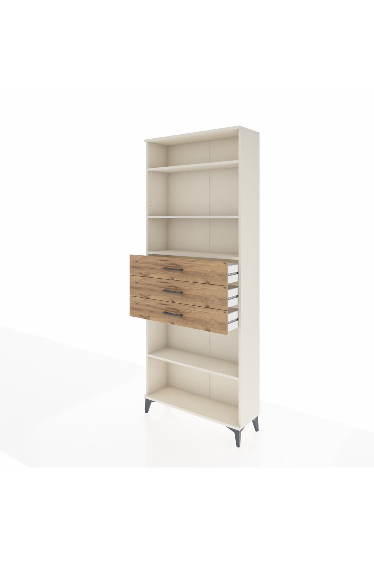 Arges Dolap 4 Raflı 3 Çekmeceli 88x30x221 Aytaşı-Çam